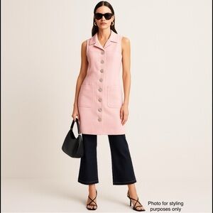Pink Mod Dress Sleeveless Button Front Sheath Silver Buttons Vintage Vibes  4